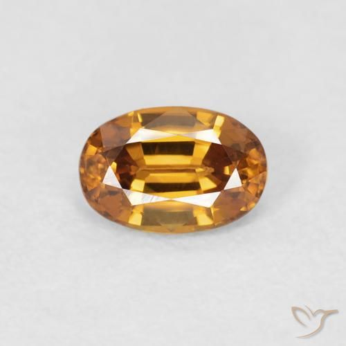 0.76ct 天然 ミディアムオレンジ ジルコン, 楕円形, VVS-VS