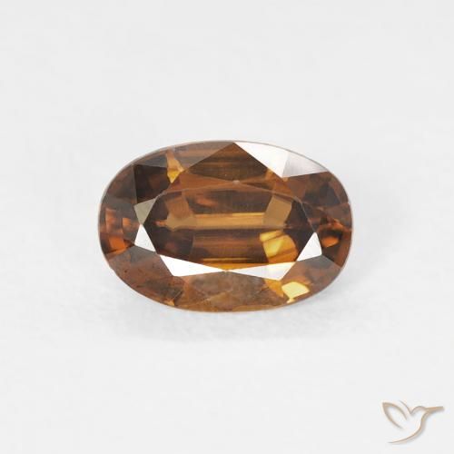 0.75ct 天然 Medium Dark-Orange ジルコン, 楕円形, VVS