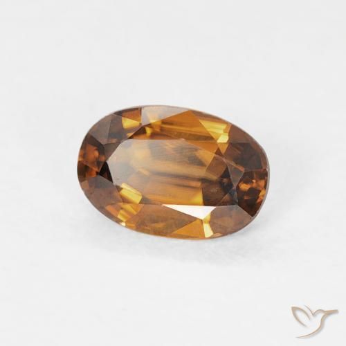 0.75カラットの天然Medium Dark-Orangeジルコン、楕円形、VVS