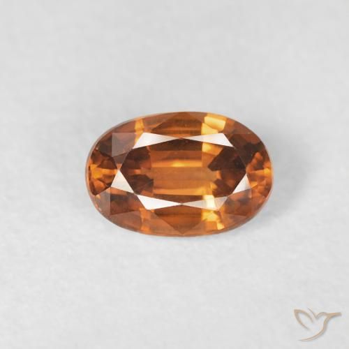 0.76ct 天然 Medium Dark-Orange ジルコン, 楕円形, VVS