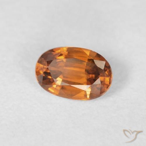 0.76カラットの天然Medium Dark-Orangeジルコン、楕円形、VVS