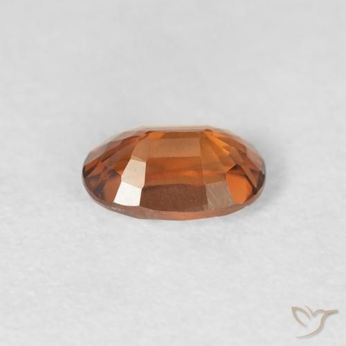 0.76カラットの天然Medium Dark-Orangeジルコン、楕円形、VVS