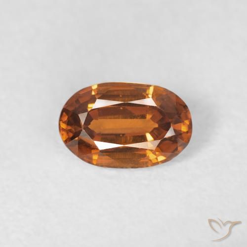 0.71ct 天然 Medium Dark-Orange ジルコン, 楕円形, VVS