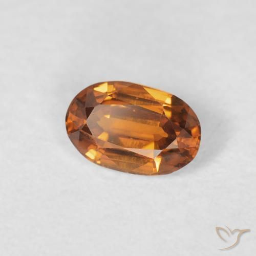 0.71カラットの天然Medium Dark-Orangeジルコン、楕円形、VVS