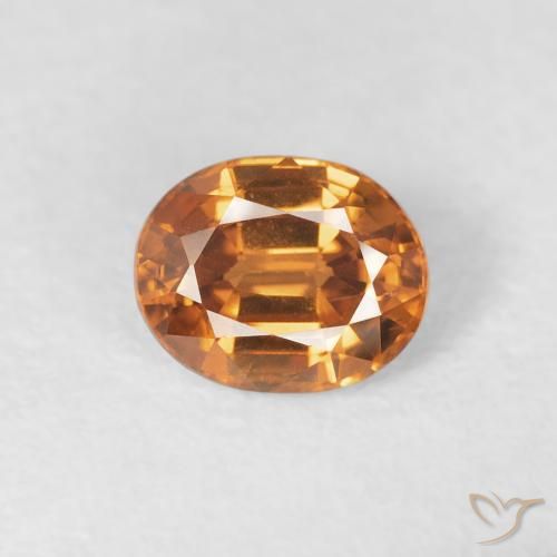 1.00ct 天然 ミディアムオレンジ ジルコン, 楕円形, VS