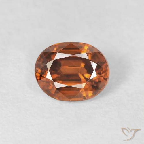 1.00ct 天然 Medium Dark-Orange ジルコン, 楕円形, VVS-VS