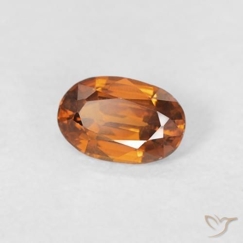 0.68カラットの天然Medium Dark-Orangeジルコン、楕円形、VVS-VS