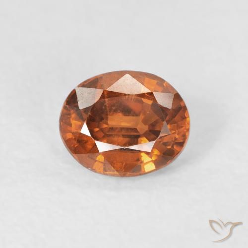 1.00ct 天然 ミディアムオレンジ ジルコン, 楕円形, VVS-VS