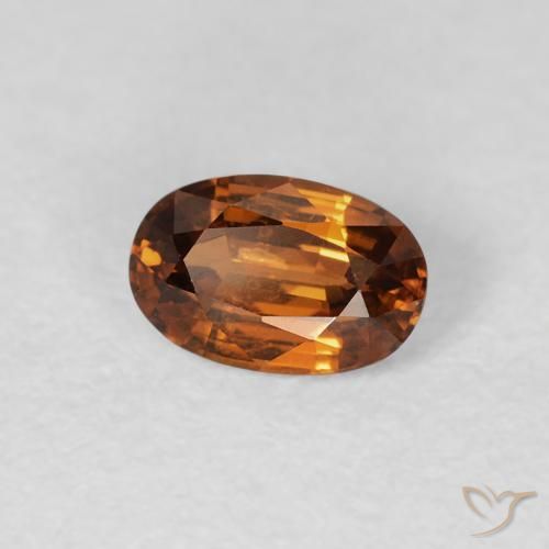 0.73カラットの天然Medium Dark-Orangeジルコン、楕円形、VVS-VS