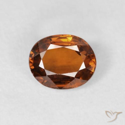 0.98ct 天然 Medium Dark-Orange ジルコン, 楕円形, VVS-VS