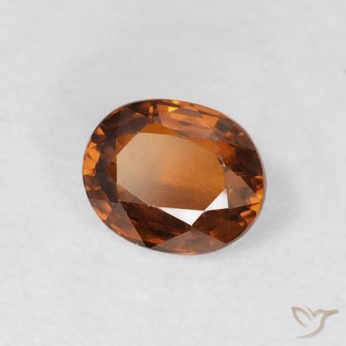 0.98カラットの天然Medium Dark-Orangeジルコン、楕円形、VVS-VS