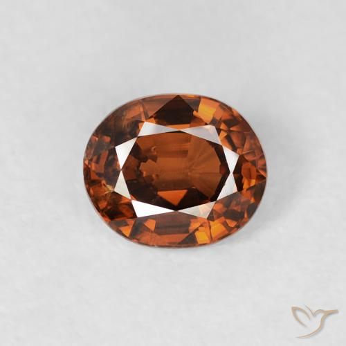 0.99ct 天然 濃い茶色がかったオレンジ ジルコン, 楕円形, VS