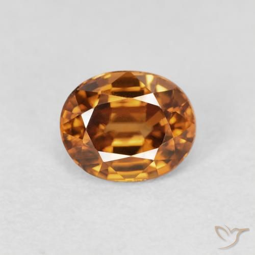 1.09ct 天然 オレンジブラウン ジルコン, 楕円形, VVS-VS