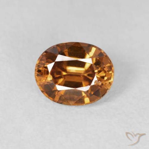 0.99ct 天然 ミディアムオレンジ ジルコン, 楕円形, VS