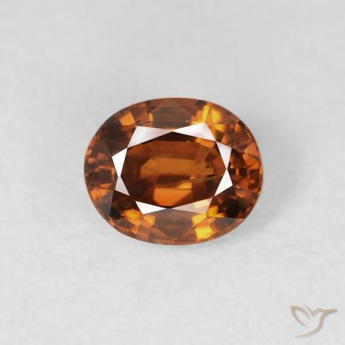 1.04ct 天然 Medium Dark-Orange ジルコン, 楕円形, VS
