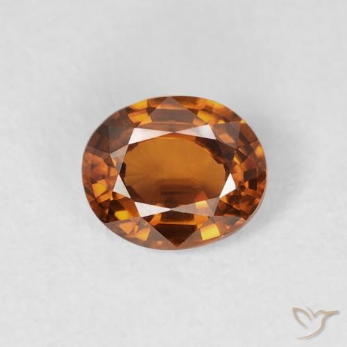 0.88ct 天然 ディープオレンジ ジルコン, 楕円形, VS