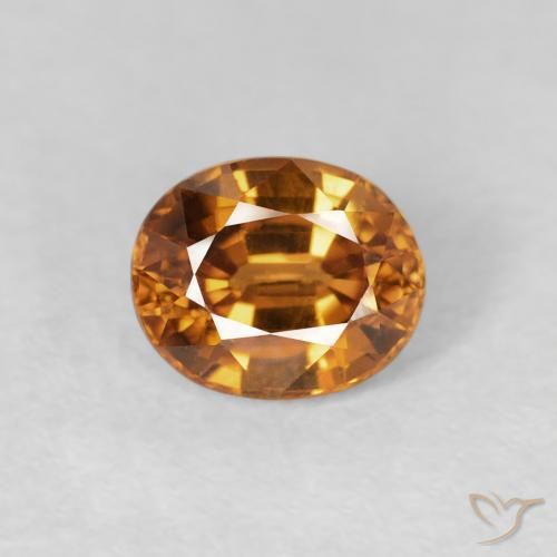 1.09ct 天然 ディープオレンジ ジルコン, 楕円形, VS