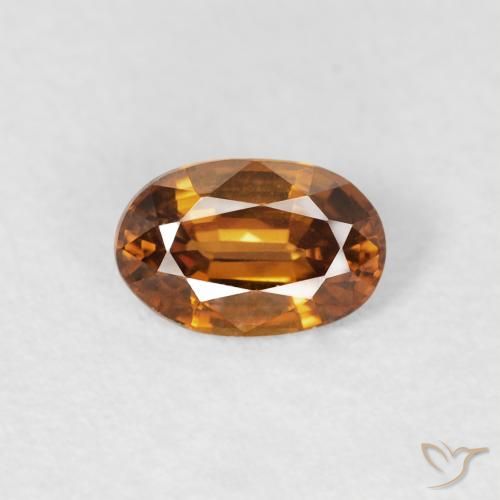 0.69ct 天然 オレンジブラウン ジルコン, 楕円形, VVS-VS