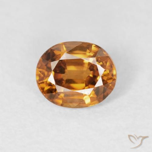 0.96ct 天然 オレンジブラウン ジルコン, 楕円形, VVS-VS