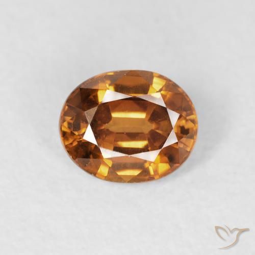 1.00ct 天然 ミディアムオレンジ ジルコン, 楕円形, VVS-VS