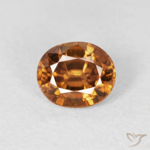 1.02ct 天然 ミディアムオレンジ ジルコン, 楕円形, VS
