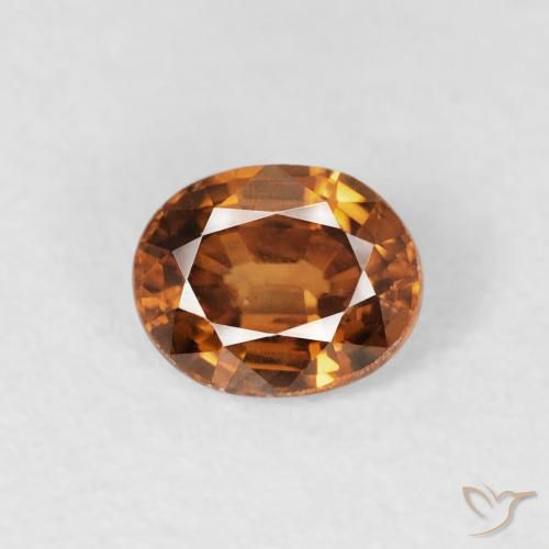 0.88ct 天然 ミディアムオレンジ ジルコン, 楕円形, VS