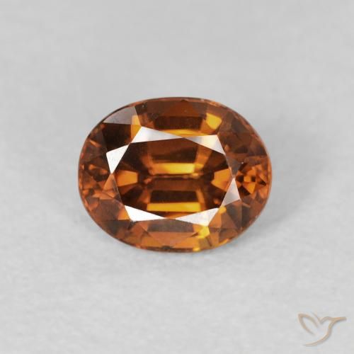 1.12ct 天然 濃い茶色がかったオレンジ ジルコン, 楕円形, VVS-VS
