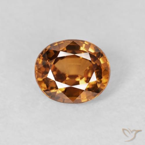 1.02ct 天然 ミディアムオレンジ ジルコン, 楕円形, VVS-VS