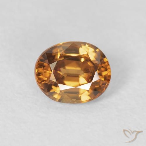 0.97ct 天然 オレンジブラウン ジルコン, 楕円形, VVS-VS