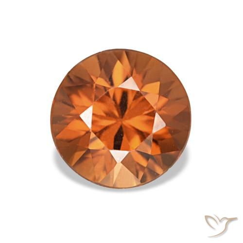 1.43カラットの天然Medium Dark-Orangeジルコン（6.38 mm・ラウンドカット）