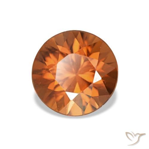 1.43カラットの天然Medium Dark-Orangeジルコン（6.38 mm・ラウンドカット）