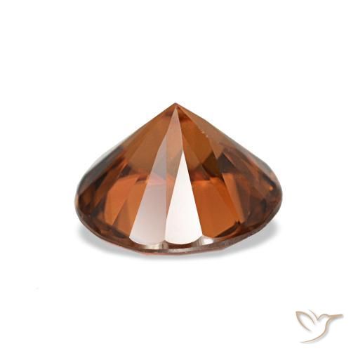 1.43カラットの天然Medium Dark-Orangeジルコン（6.38 mm・ラウンドカット）
