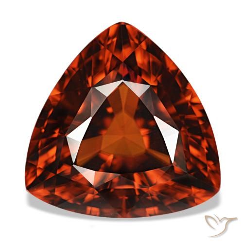 11.34カラットの天然明るい赤ジルコン（13.4×13.2 mm・トリリアント）