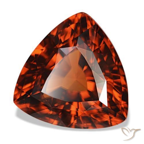 11.34カラットの天然明るい赤ジルコン（13.4×13.2 mm・トリリアント）