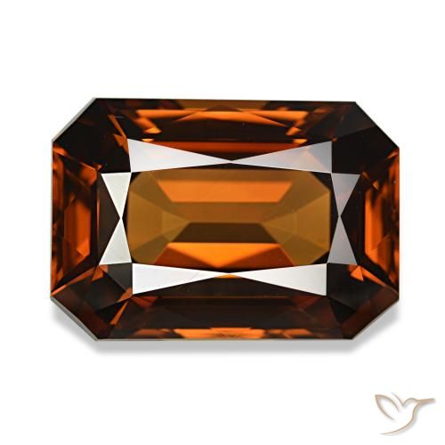 8.23カラットの天然アンバーオレンジジルコン（12.5×8.7 mm・エメラルドカット）