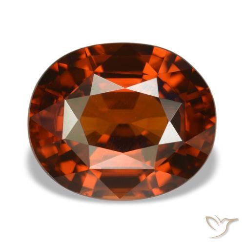 5.14カラットの天然ダークオレンジジルコン（10.4×8.8 mm・オーバルカット）