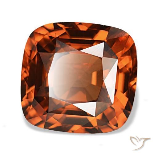 5.36カラットの天然ローズレッドジルコン（9.5×9.1 mm・クッションカット）