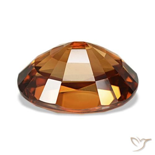 5.12カラットの天然赤みがかったオレンジジルコン（10.6×8 mm・オーバルカット）