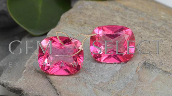 Shop natural 13.48ct ホットピンク トパーズ gems, クッションカット